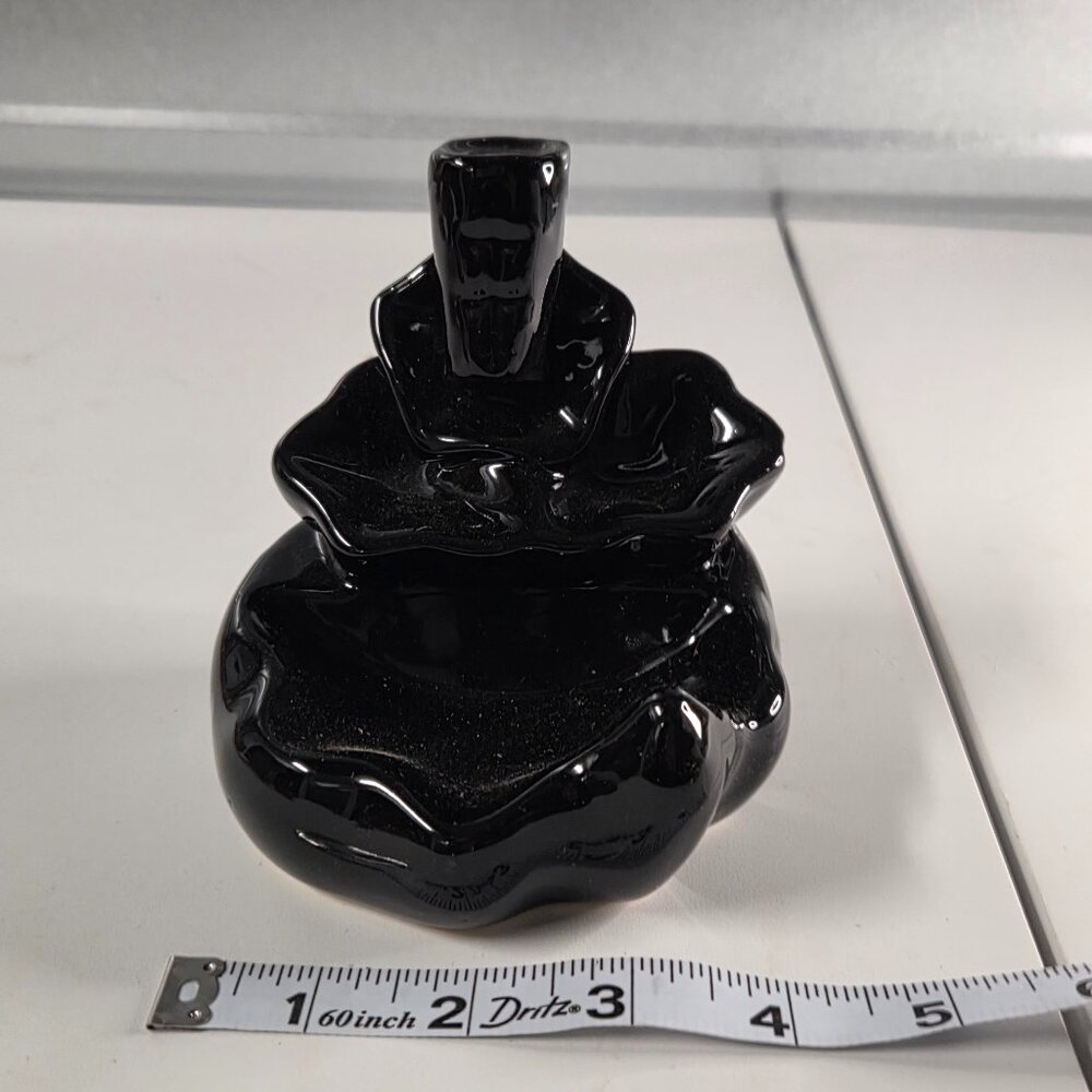 Black Ceramic Backflow Cone Burner (Lotus Design) New in Box